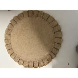 4 Round Ruffled Jute placemats Charger table mats Rustic Farmhouse 16x16